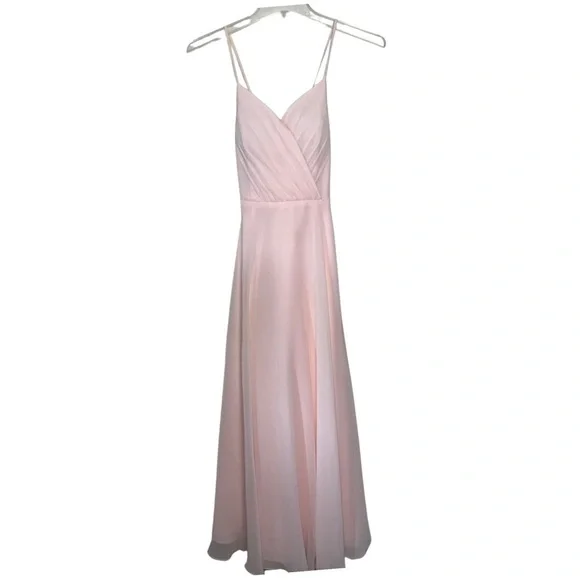 David's Bridal Spaghetti Strap Full Skirt Petal Bridesmaids Dress Size 10
